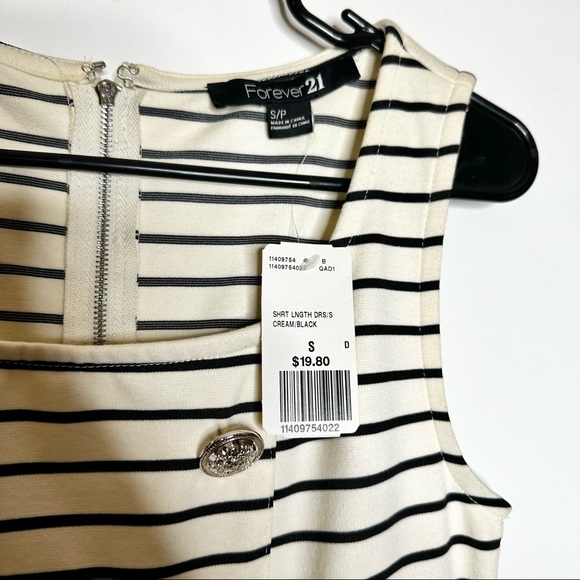 Forever 21 Cream & Black Striped Sleeveless Midi Dress NWT Sz S  14x32” - Picture 6 of 10